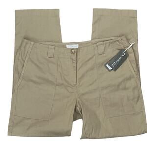 Nordstrom Signature Womens Size 12 Stretch Cotton & Linen Ankle Pants Tan NWT